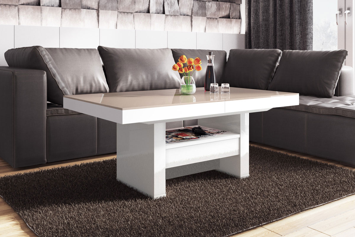 Table basse 2 en 1 relevable et extensible 120-170 cm AVERSA LUX